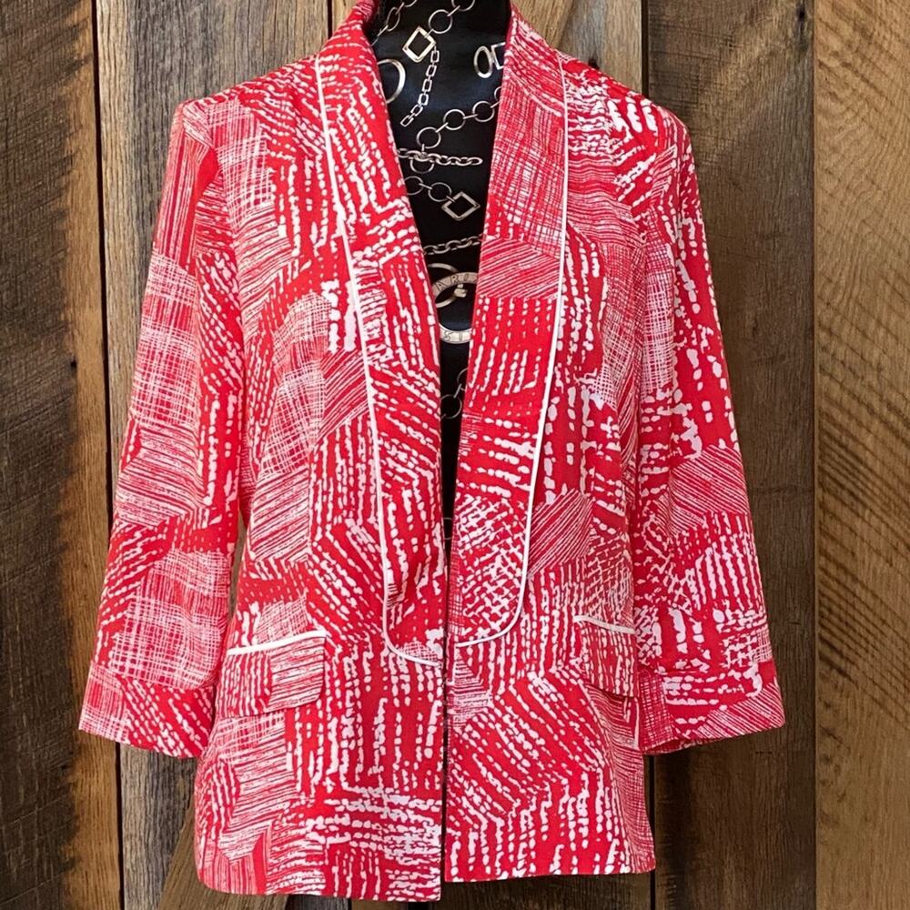 INDIKKA NY Size M Orange‎ & White Soft Jacket WRINKLE PROOF!